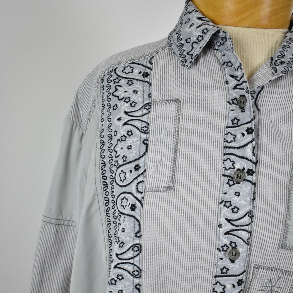 Free People Patchwork Tunic Button Down Shirt - image 3